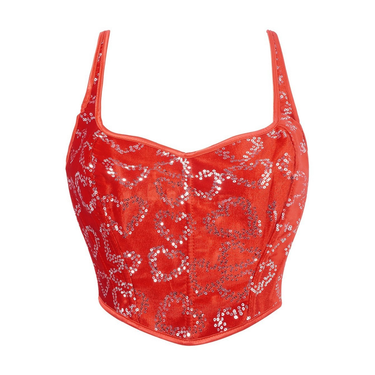 Europa y los Estados Unidos sequinilla roja decoración chaqueta de cintura de cintura, hueso de pescado, ropa de cuerpo, temu suministro transfronterizo