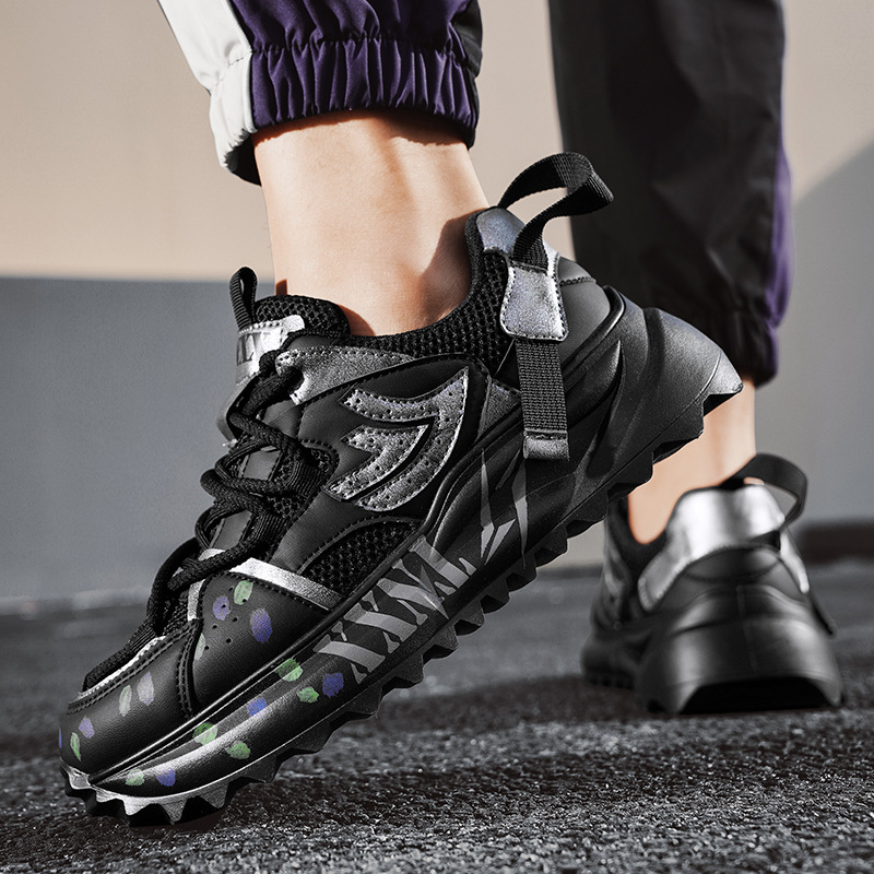 Black Warrior Sommer Atmungsaktives Mesh Agan Sports Dad Herren Dickbesohlte Rutschfeste Schutzschuhe für Bauarbeiter_voghion.com