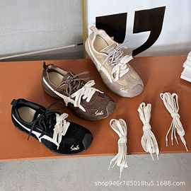 #234-6复古爆款德训鞋新款软底休闲鞋洋气百搭时尚板鞋高级感