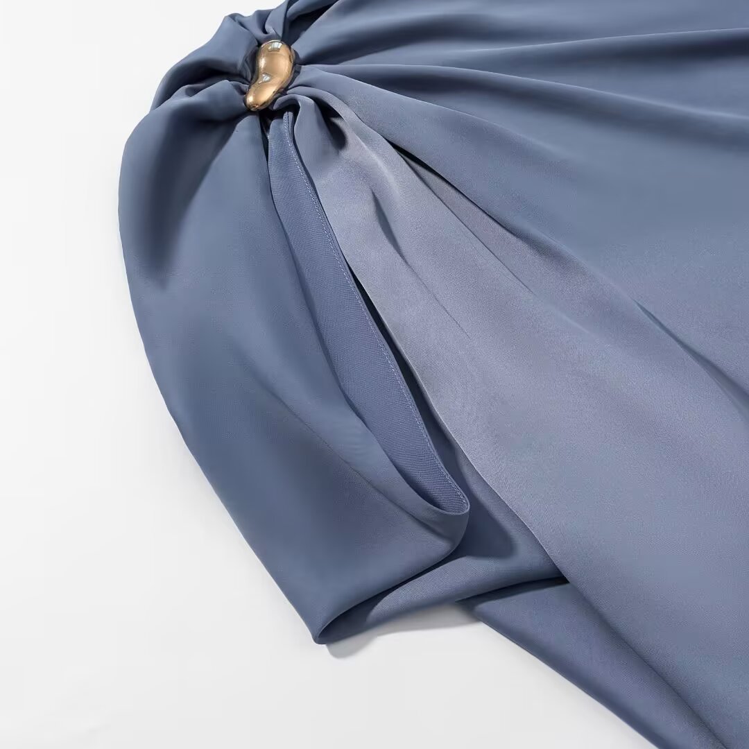Women's Asymmetrical Top Fashionable Chic Silk Satin Texture New Clothing_ecoleips.com