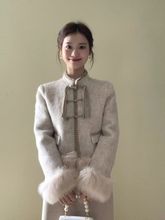 大码女装秋冬款新中式盘扣气质短款外套+高腰显瘦长款半身裙套装