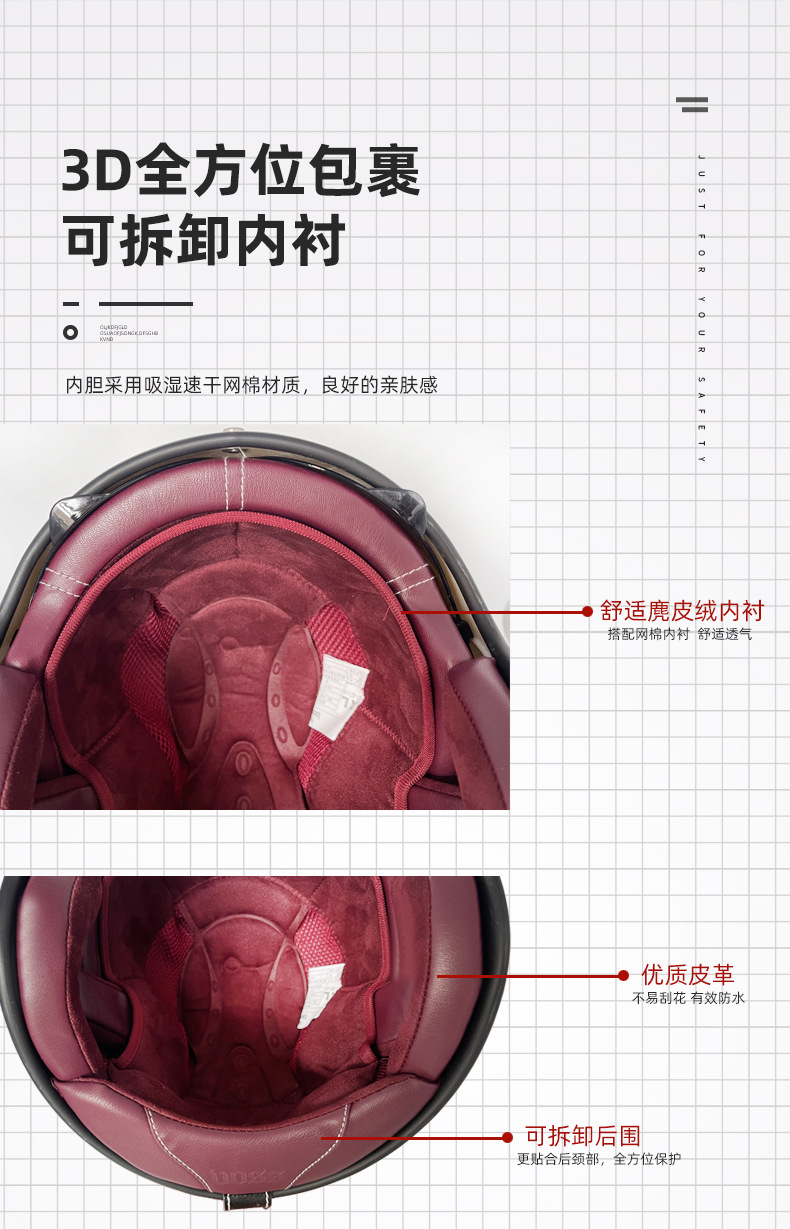 VOSS retro helmet four seasons with endoscope personalized men's and women's plus size warm motorcycle electric locomotive 3/4 half helmet