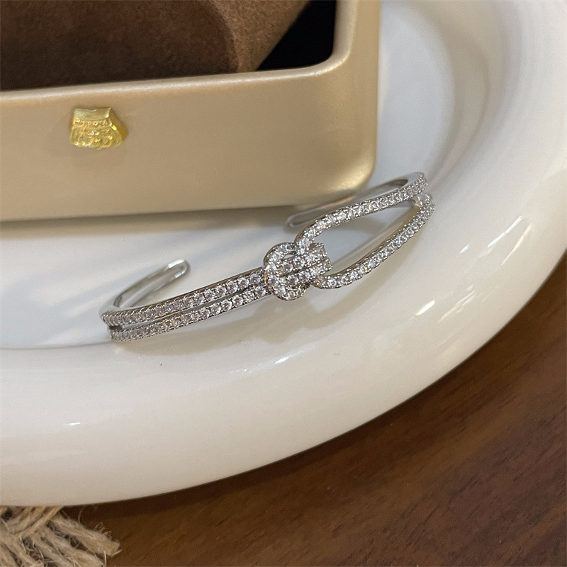 Fashionable Open-Cuff Full-Diamond Bracelet Image 11