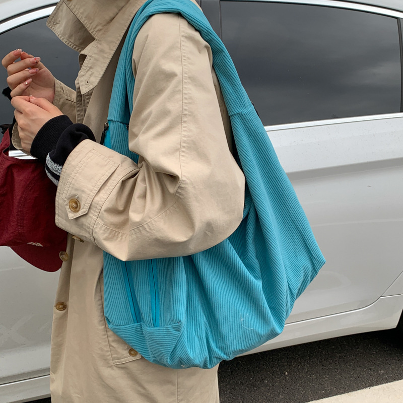 코듀로이 수하물 가방 레이크 블루