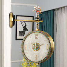 现代轻奢双面挂钟客厅家用钟表欧式时尚创意简约装饰表挂墙时钟表