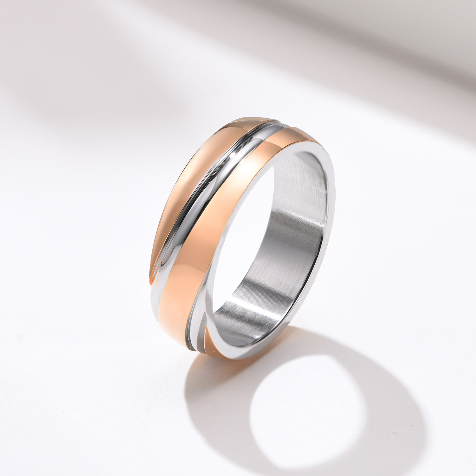 6g Weight Rings Classification 5, 6, 7 Ring Size Daily Occasion Stainless Steel Material Geometric Pattern Men'S Gender Plating Design Simple Style Style Simple Style Geometric Stainless Steel Rings Plating Stainless Steel Rings 3