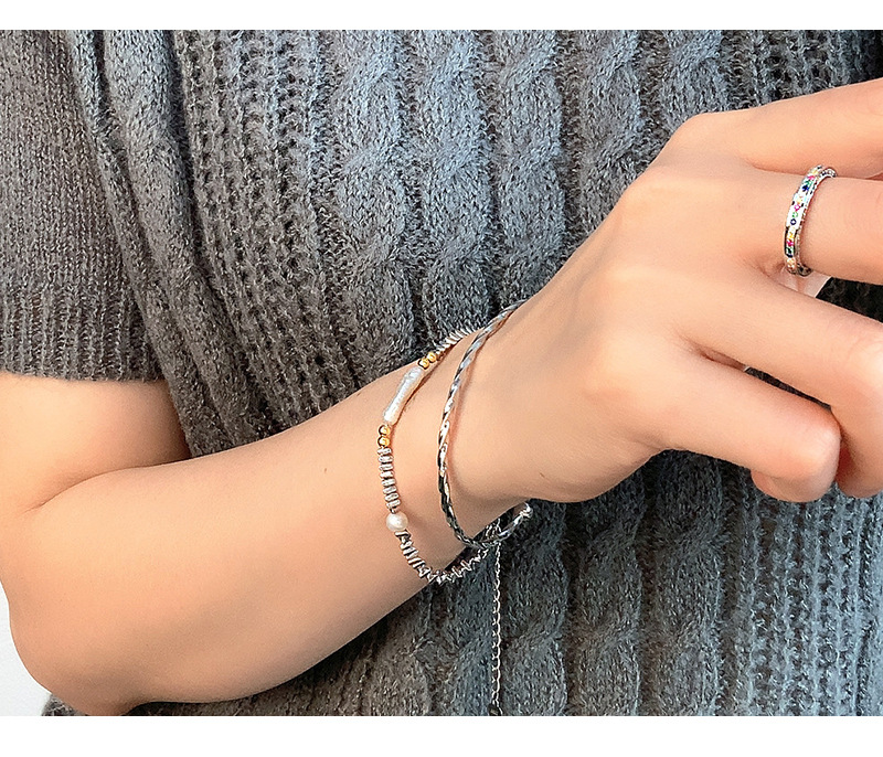 Irregular Pattern Women's Gender Freshwater Pearl Sterling Silver Bracelets Vacation