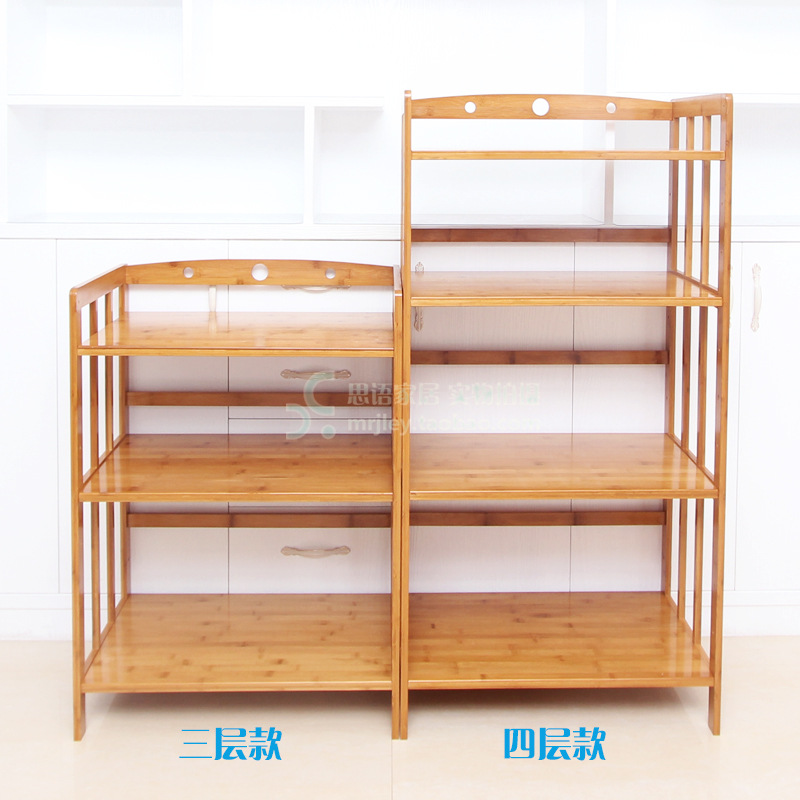 Nan bamboo kitchen storage rack microwave oven oven storage rack multi-layer solid wood living room lid small storage cabinet floor standing