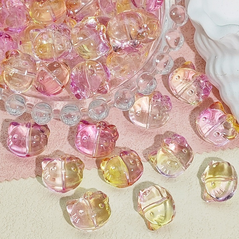 卸売ガラス KT 猫ヘッドストレートホール子猫ガラスルースビーズ手作り DIY ブレスレットネックレスジュエリーアクセサリー材料|undefined