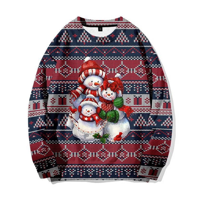 New 3d Printed Little Deer Sweater Loose Pullover Sweatshirt Christmas_voghion.com