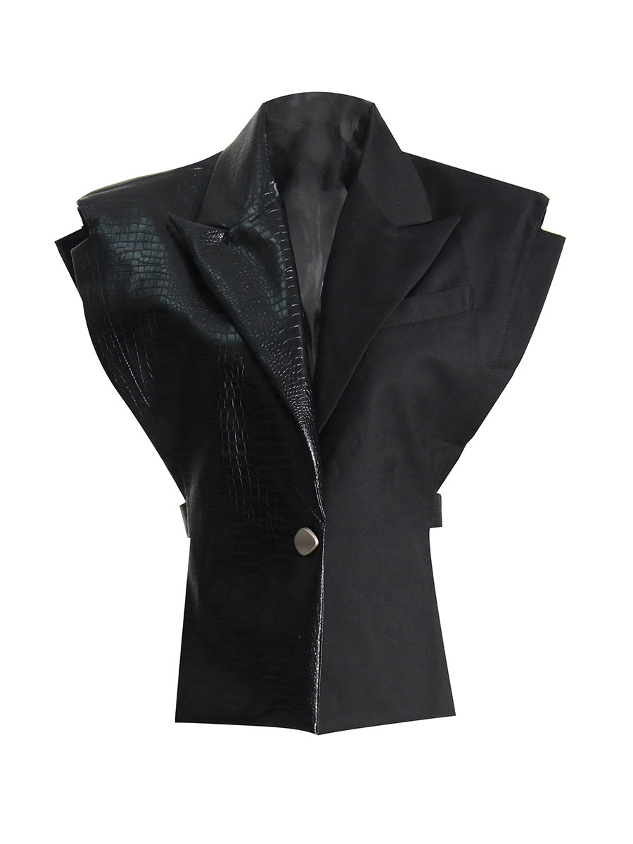 Tops de estilo urbano sexy europeo y americano, novedad de verano 2026, chaleco de traje con patchwork, chaqueta de moda entallada que estiliza la figura para mujer image 7