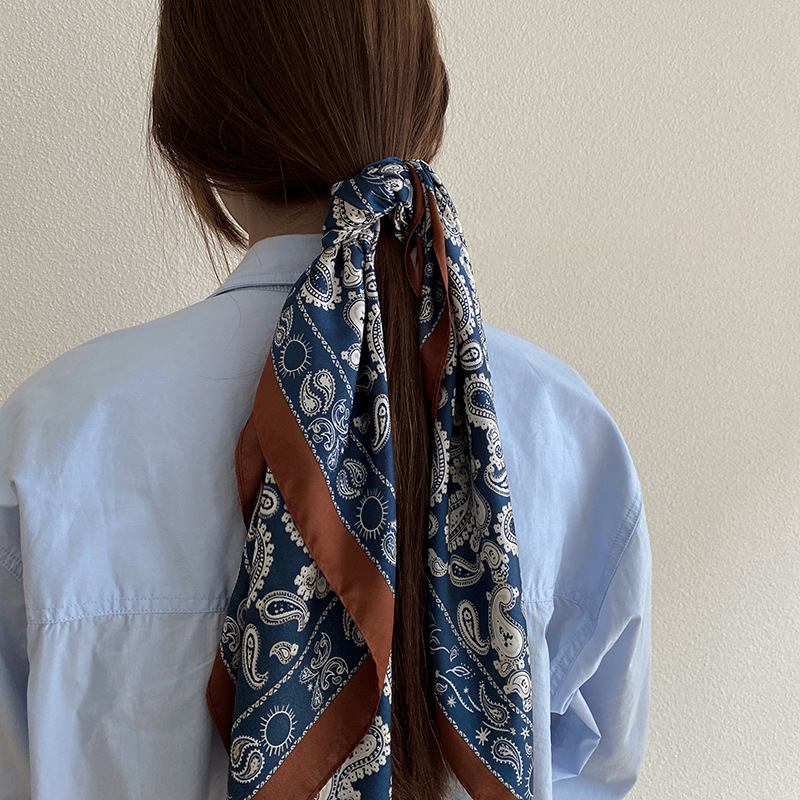 French elegant hair with women's lacing ribbon silk scarf long section retro INS hair rope spring small people