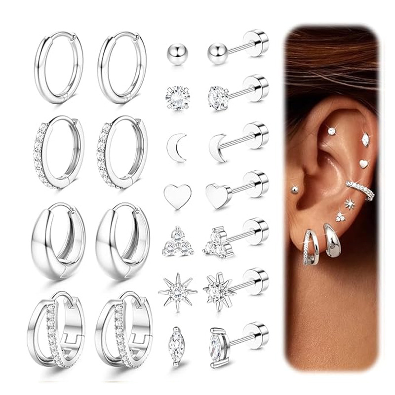 Silver pointed spike labret stud material detail
