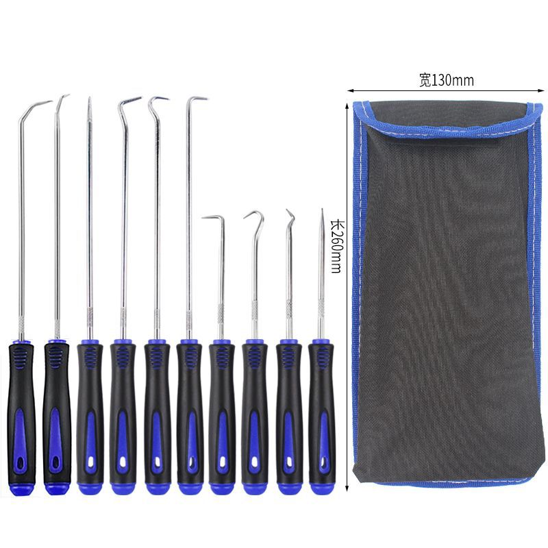 진한 파란색 손잡이 실버 폴 10개 세트(파란색 가장자리 벨크로 가방 + 투명 가방) 보호 커버 포함