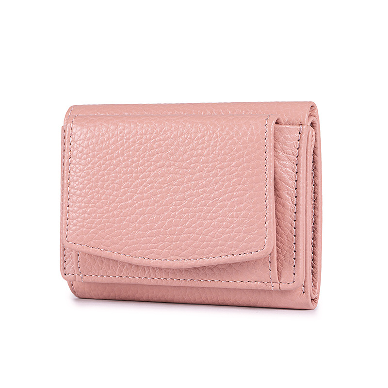 小さな財布本革女性RFIDカードバッグ日本式の財布の3割引の短い財布の薄いミニ小銭包装の小銭