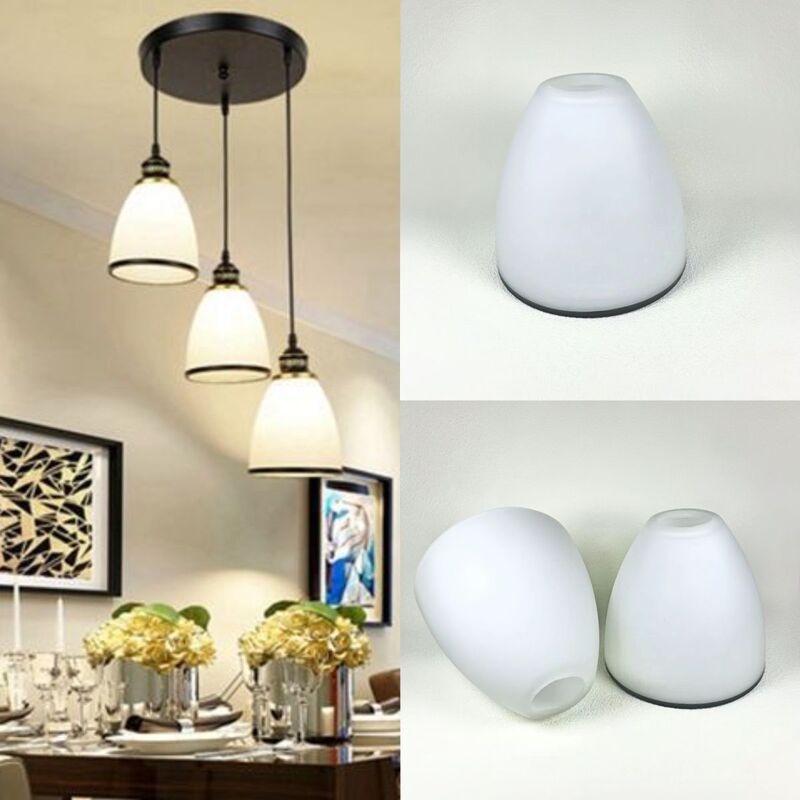 Wholesale Tapered Frosted Glass Lampshade with White Trim, Round Dining Room Chandelier Cover, Universal Curved Accessories