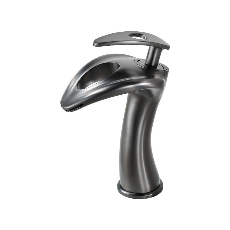 Grifos creativos de cascada gris lavabo gabinete de baño frío y caliente agregar lavabo de cobre doméstico