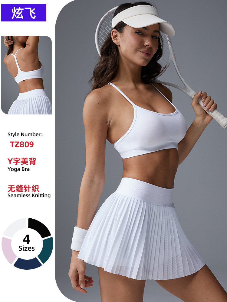 Conjuntos de faldas cortas deportivas transfronterizas de verano ajustados, faldas de tenis transpirables, ropa de fitness femenina al aire libre, sentido avanzado del tenis