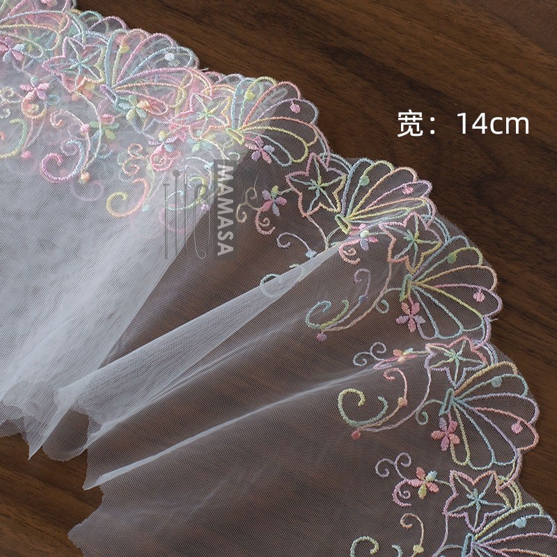 Alta calidad dopamina sueño bordado colorido hilo de malla encaje DIY mano lolita ropa tela accesorios para el cabello