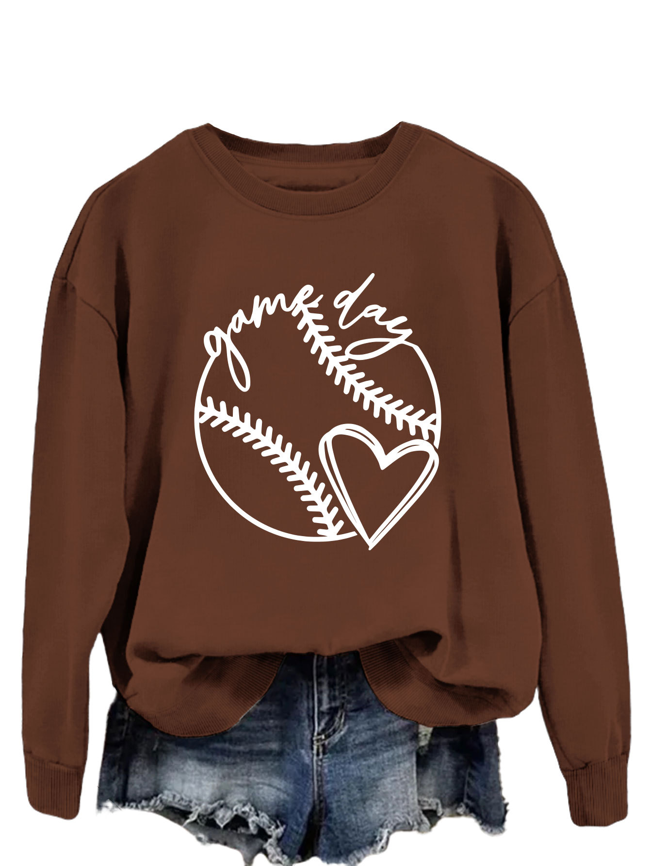 Brown sweatshirt (white font)