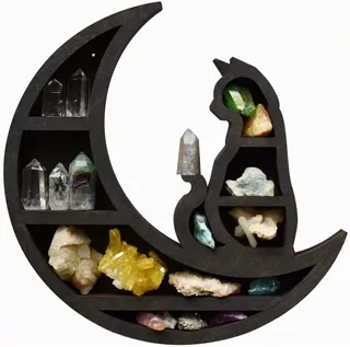 跨境Cat in the Moon Crystal Wooden Shelf木质水晶架置物装饰架