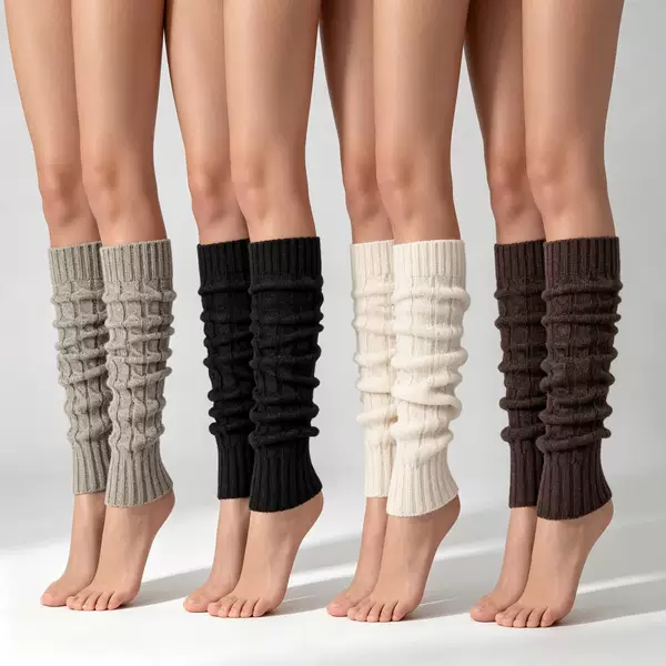 Warm leg warmers, ribbed knit, women's yoga accessories, men's long leg warmers, suitable for dancing, sports, and parties