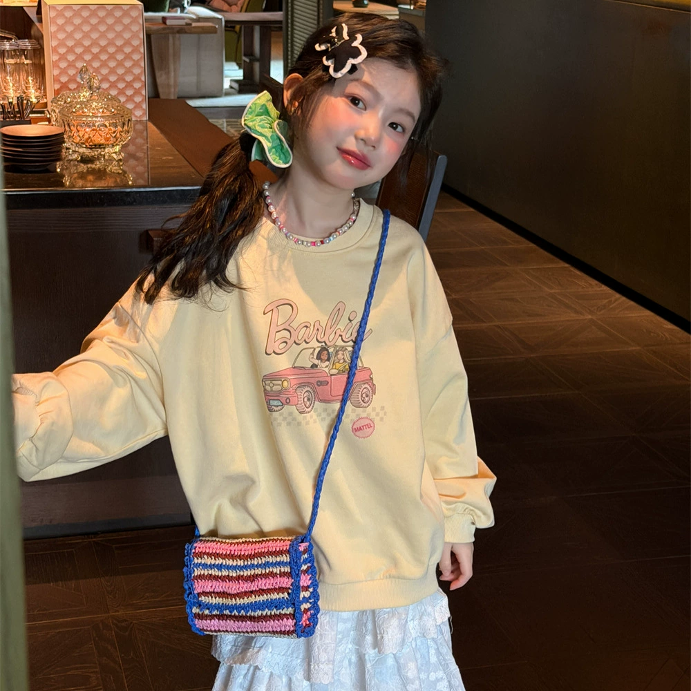 花与寻童装女童卫衣2026年春款芭比印花软糯亲肤宽松休闲百搭上衣