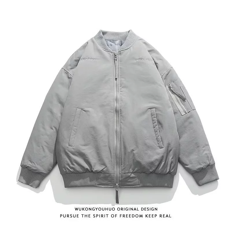 Winter retro baseball uniform for men and women, fashionable jacket, with embroidery, oversize