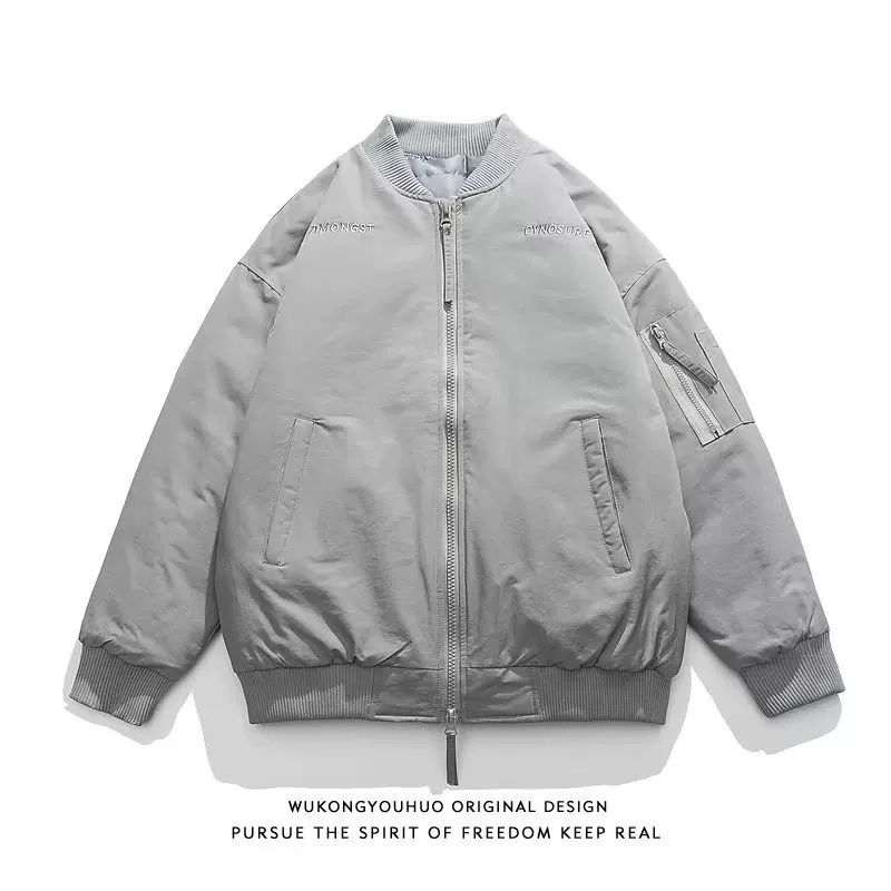 Winter retro baseball uniform for men and women, fashionable jacket, with embroidery, oversize