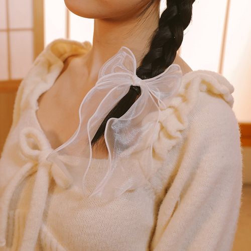 White socks female Lolita cute soft girl satin lace mid-calf long socks Lolita uniform JK bow