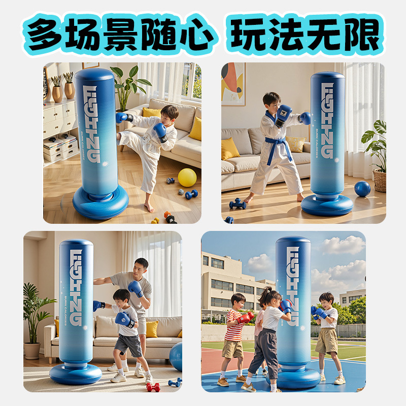 infláble tumbler pvc niños boxeo columna de sanda casera descompresión boxeo bolsa de arena con guantes de boxeo entrenador image 5