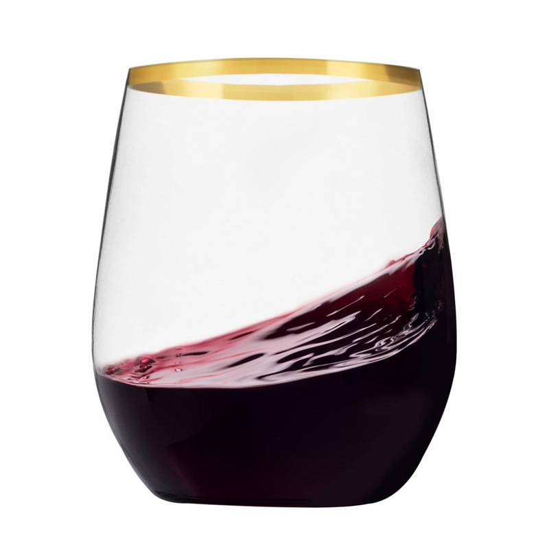 Copa de vino de plástico Amazon sin mango 12oz no frágil material de PET transparente puro champán vidrio copa de vino taza en forma de huevo