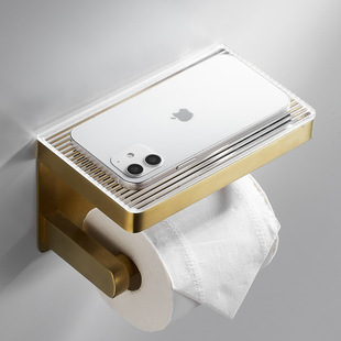 Customized Scandinavian Brushed Gold Bathroom Roll Holder Toilet Tissue Box Storage Rack Toilet Tissue Holder Wall Hanging Toilet Paper