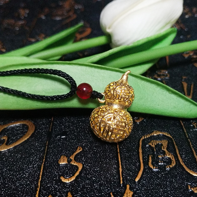 Gold-Plated Pendant Necklace With Hollow Design, Double Happiness, Gourd For Men And Women, Couple's Gift, Live_voghion.com