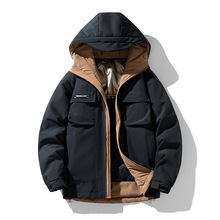 冬季超大号白鸭绒工装羽绒服男士加肥加大码肥佬宽松胖子肥佬外套