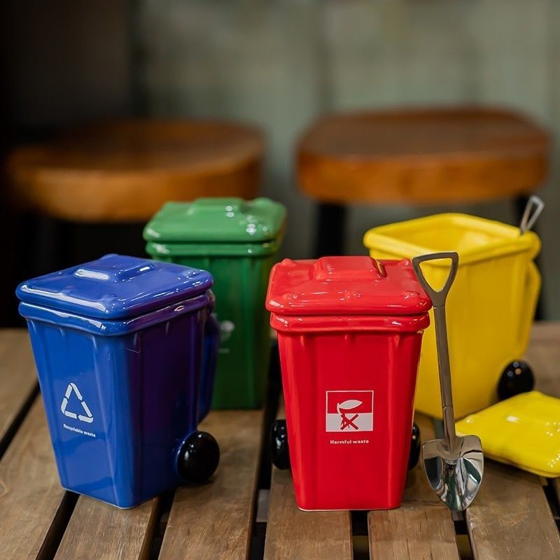 Creative Trash Can Ceramic Mug Ins High-Value Mug Birthday Quirky Gift Internet-Famous Quirky Water Cup