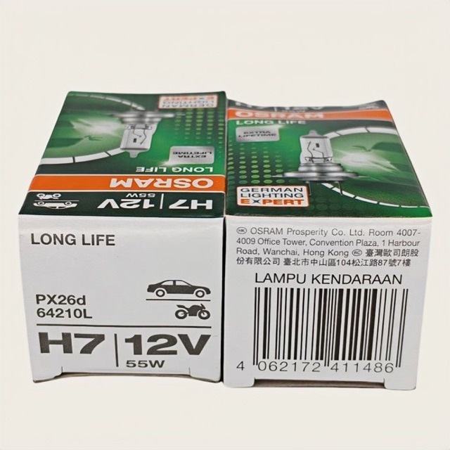 Osram Osram 12V Long-Life Car Headlight Bulb H7 High and Low Beam Halogen Car Headlight 64210L