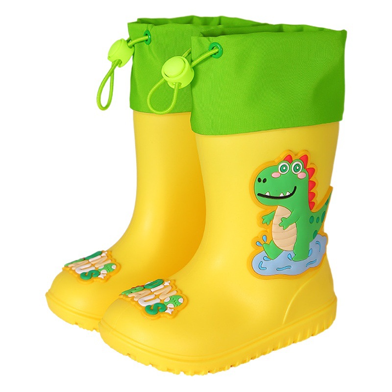 Children's Rain Boots Cute Cartoon Boys and Girls Kindergarten Baby Waterproof Shoe Covers Shoes Medium and Large Kidsren Non-Slip Rain Boots Rubber Shoes