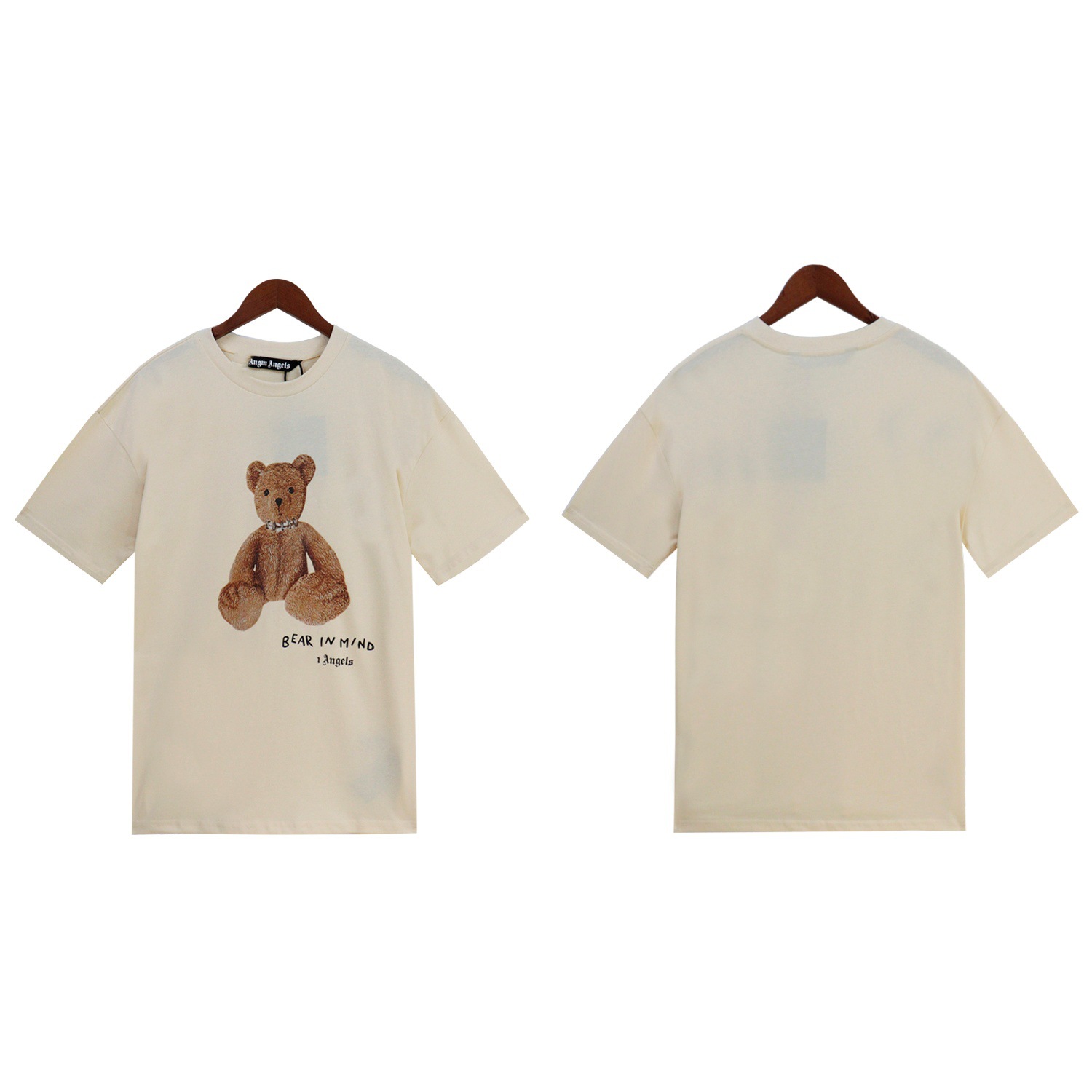 Versión correcta PA Palm Angels Camiseta suelta de punto de manga corta con estampado de letras de moda de belleza de calle alta transfronteriza con cuello redondo