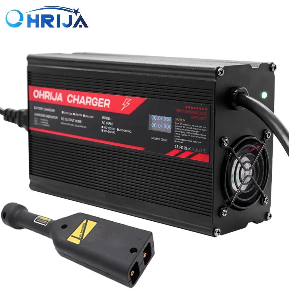 OLED显示屏36V18A 高端铝壳充电器适用36V铅酸电池高尔夫球车