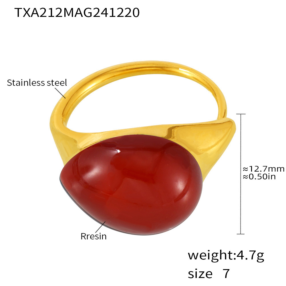 Resin Adjustable Ring For Women With Multi-coloured Water Droplet_voghion.com