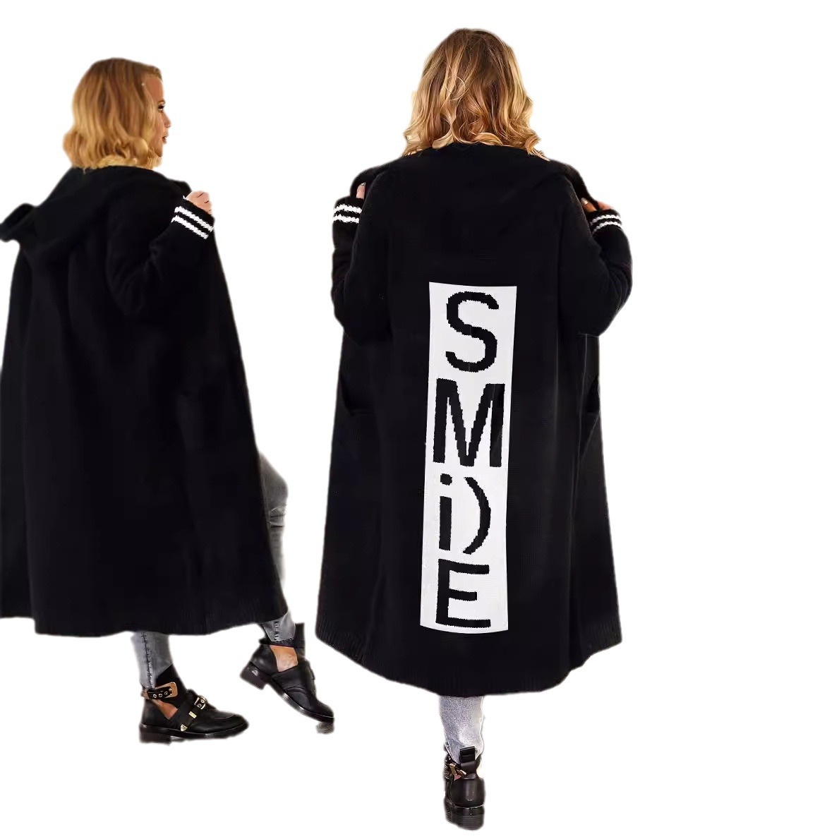 Women's Clothing new knitted sweater cardigan lazy style loose mid length coat_voghion.com