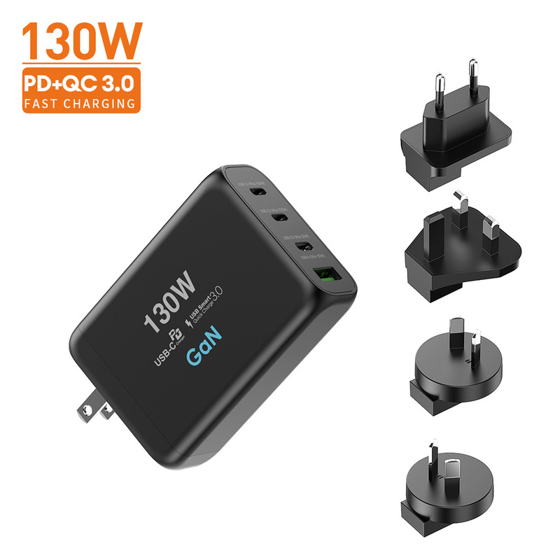 Factory GaN gallium nitride 130W PD fast charging Wall charging USBC mobile phone computer universal multi-port charger charging head Factory GaN gallium nitride 130W PD fast charging Wall charging USBC mobile phone computer universal multi-port charger charging head