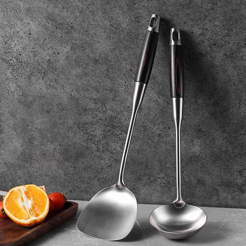 Thickened 304 stainless steel spatula for home kitchen, cooking spatula, cookware pan turner, soup spoon, kitchen utensil set