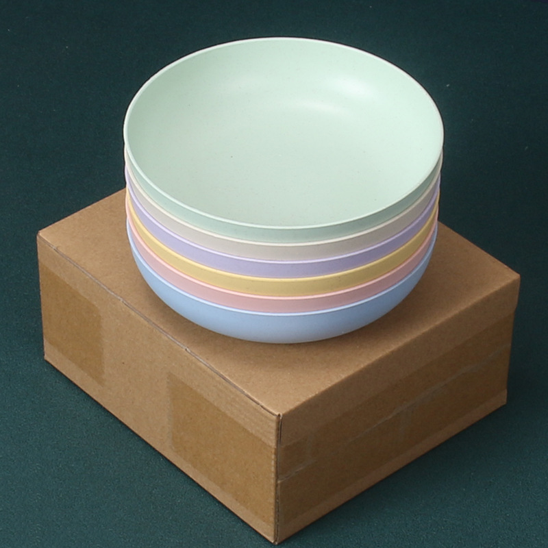 15cm ronda Deep Dish 6 Unids paja de trigo resistente a la gota plato de pastel restaurante Dumpling plato de hueso