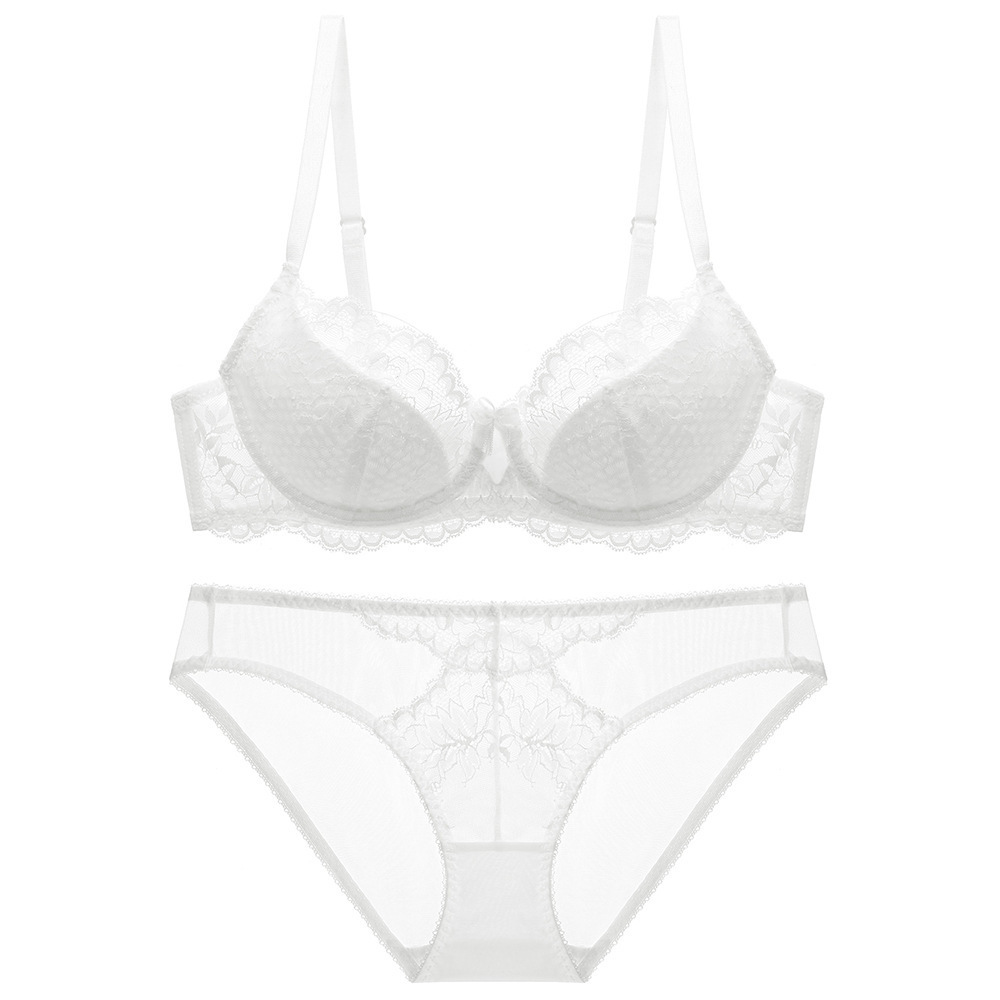 Sexy Lace Thin Women's Underwear Large Chest Display Small Bra Set_voghion.com