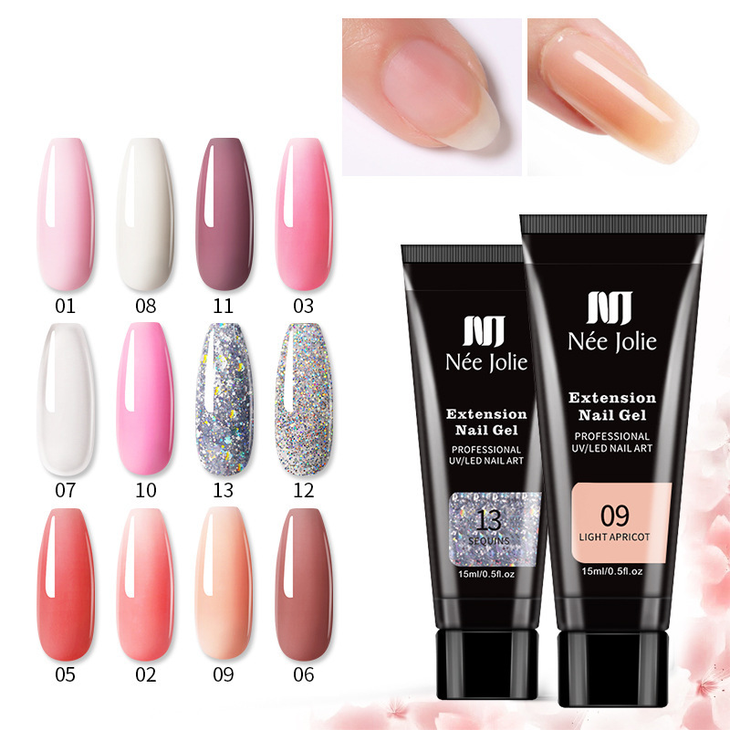 Cross-border nail extension gel 15ml Crystal quick nail extension gel UV phototherapy glue nail phototherapy glue