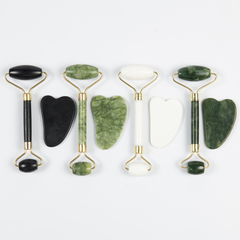 Factory direct stock of Xiuyan jade facial massage roller beauty stick, green wind jade push facial and eye roller massager
