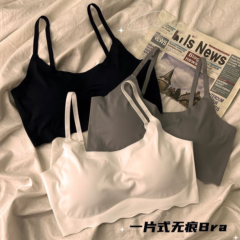 Ice silk seamless breathable beautiful back sexy ladies underwear women with chest pad camisole girl bra bra bra wholesale