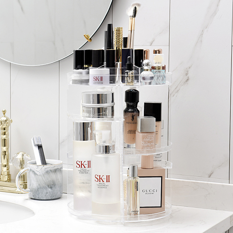化妆品收纳盒旋转亚克力收纳架公主家用口红创意置物架一件代发|ms